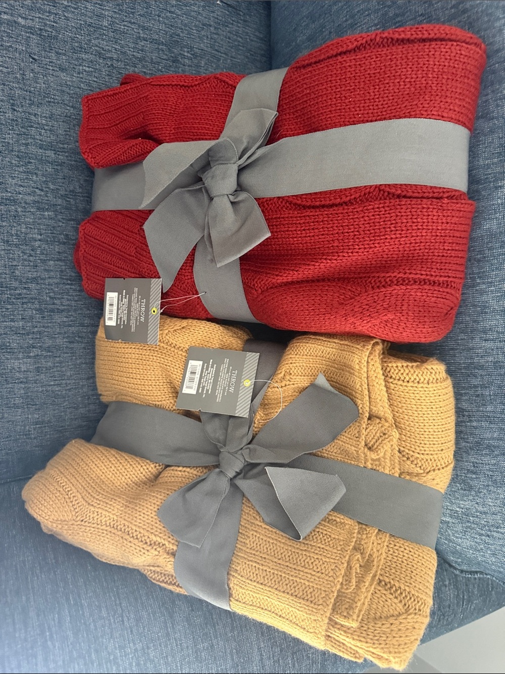 2 NWT Chunky Knit Sweater like throws
